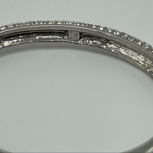 Lia Sophia Silver, Crystal Pave Hinged Bangle - Picture 4 of 7